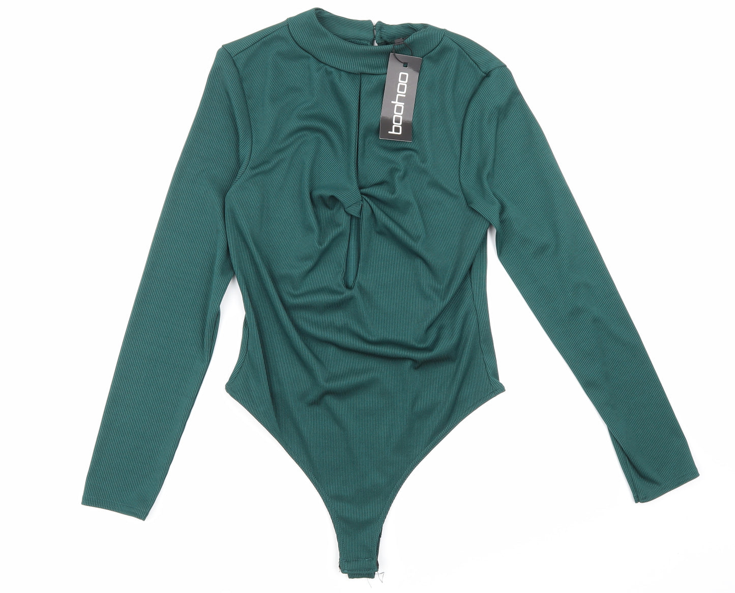 Boohoo Womens Green   Bodysuit One-Piece Size 14