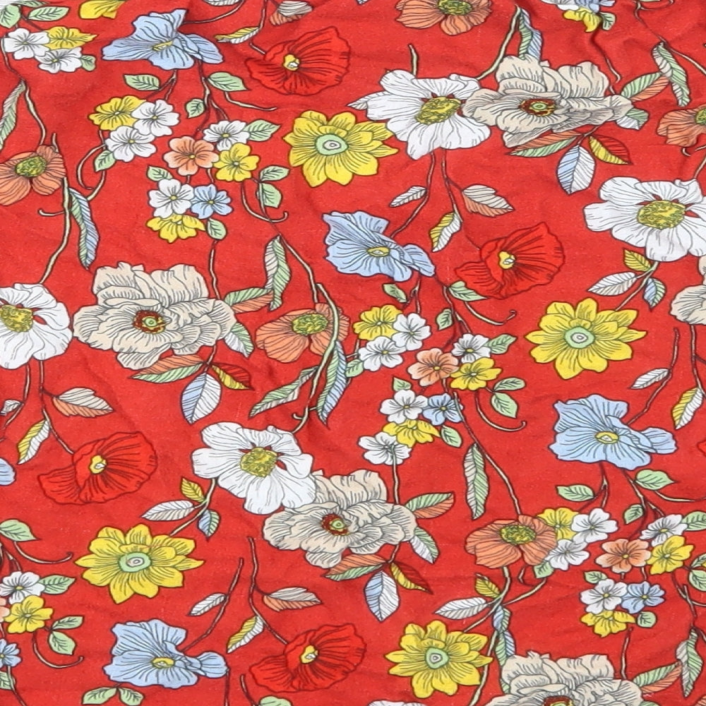F&F Womens Red Floral  Basic T-Shirt Size 14