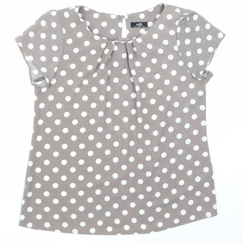 Wallis Womens Brown Polka Dot  Basic T-Shirt Size 14