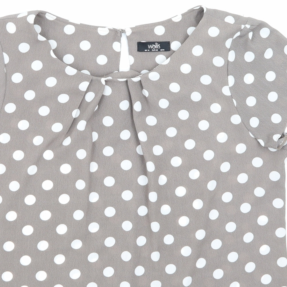 Wallis Womens Brown Polka Dot  Basic T-Shirt Size 14