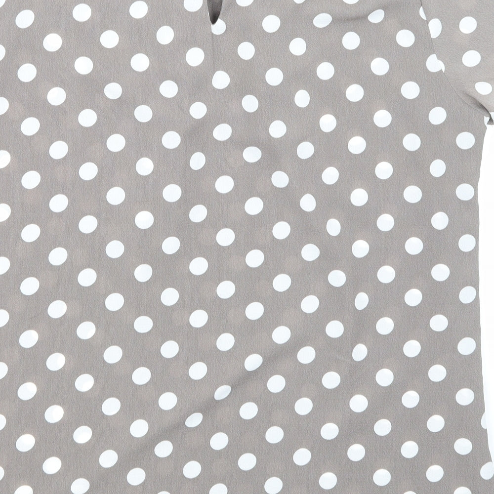 Wallis Womens Brown Polka Dot  Basic T-Shirt Size 14