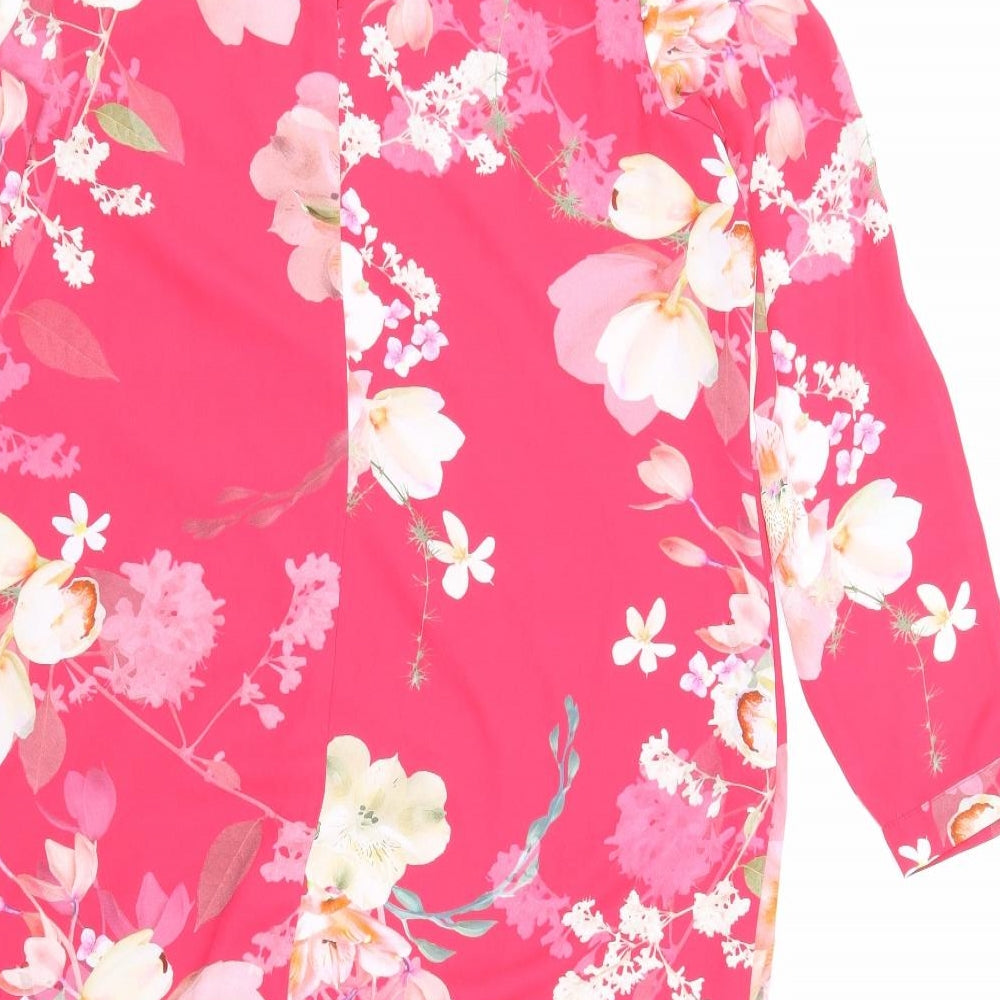Wallis Womens Pink Floral  Basic Blouse Size 14