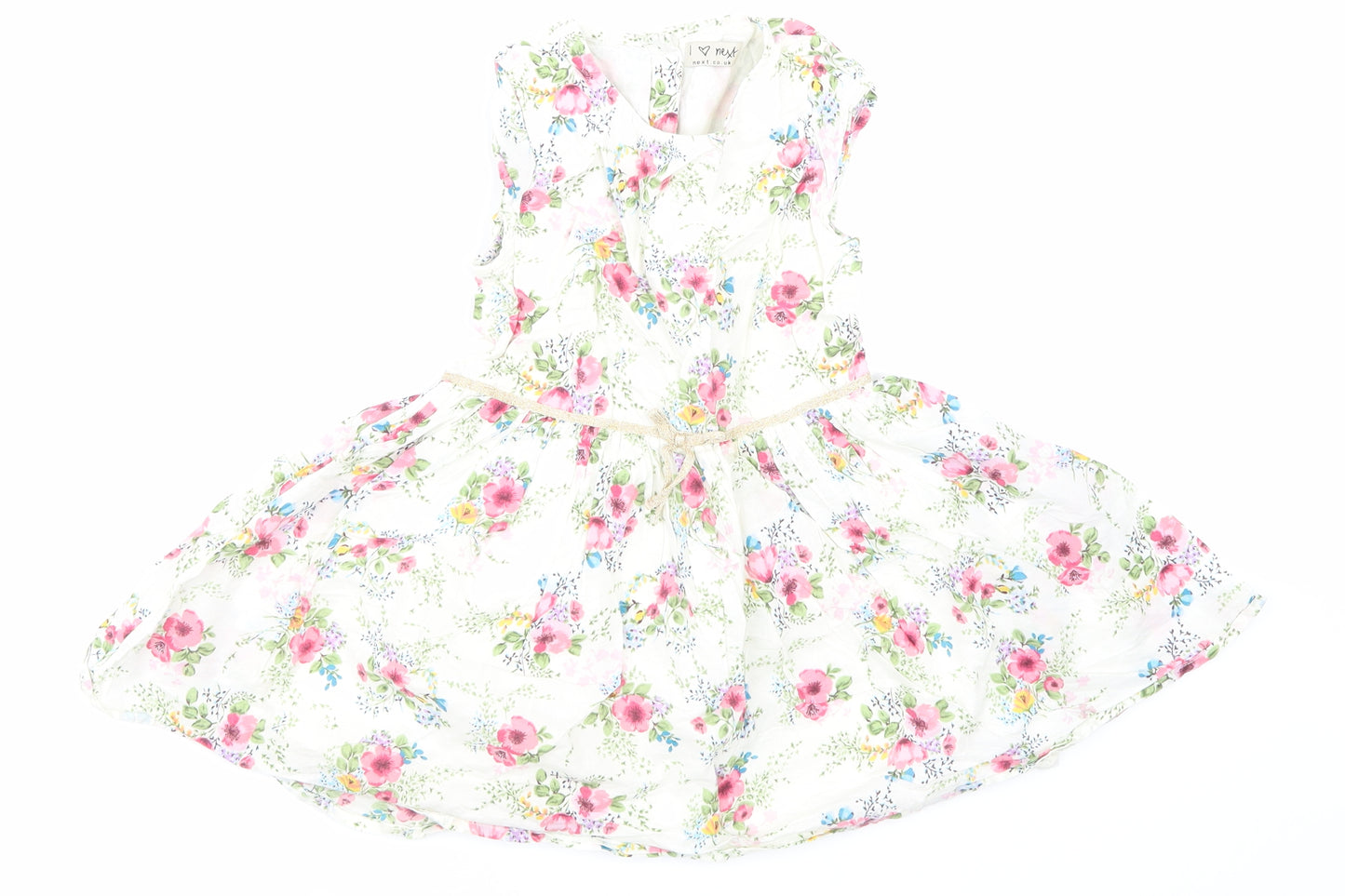 NEXT Girls White Floral  Skater Dress  Size 4-5 Years