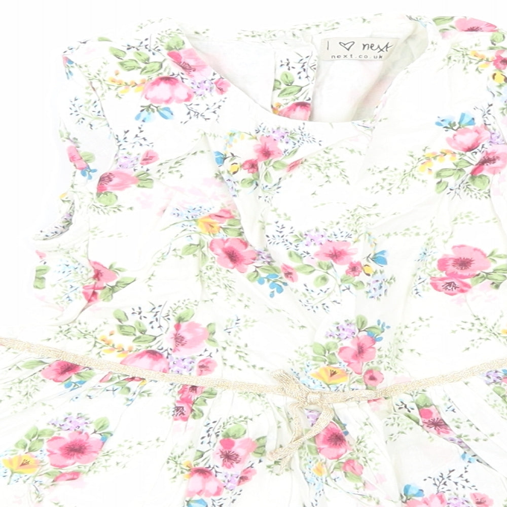 NEXT Girls White Floral  Skater Dress  Size 4-5 Years