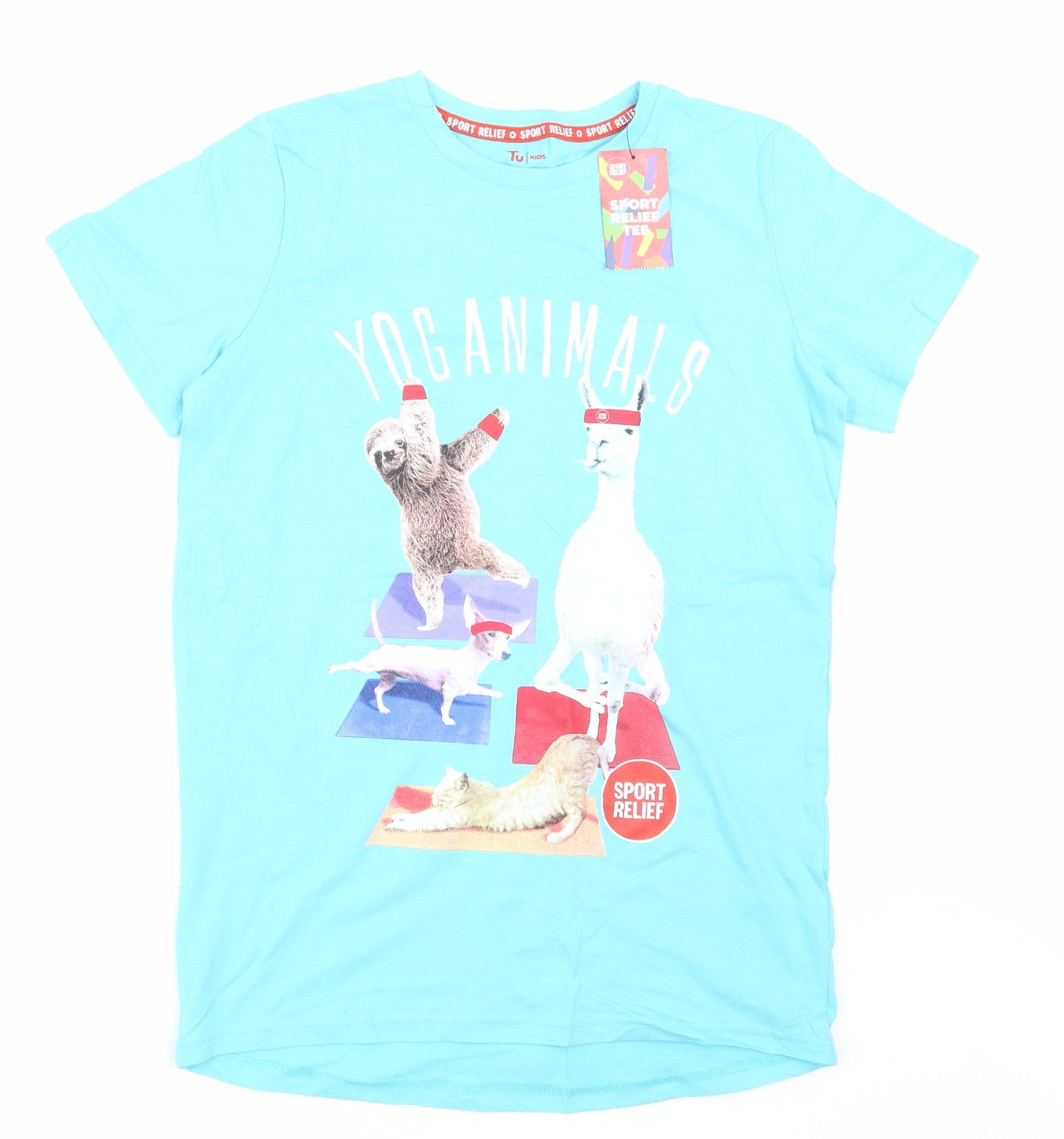 TU Boys Blue Animal Print  Basic T-Shirt Size 13-14 Years