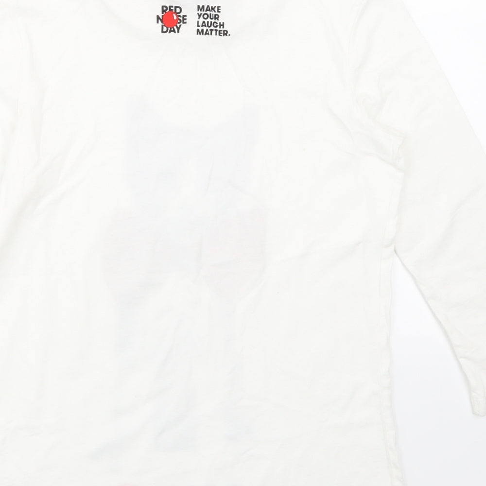 Comic Relief Girls White Animal Print  Basic T-Shirt Size S