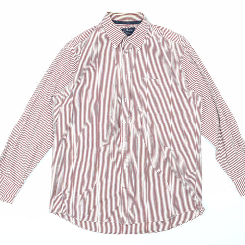 Charles Tyrwhitt Mens Red Striped   Button-Up Size L