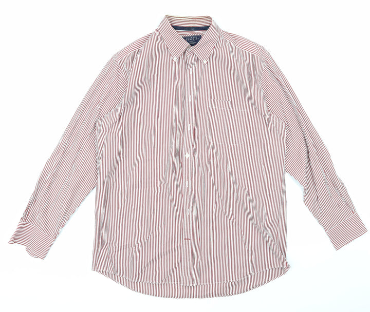 Charles Tyrwhitt Mens Red Striped   Button-Up Size L