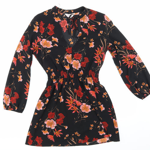 Miss Selfridge Womens Black Floral  Shirt Dress  Size 6