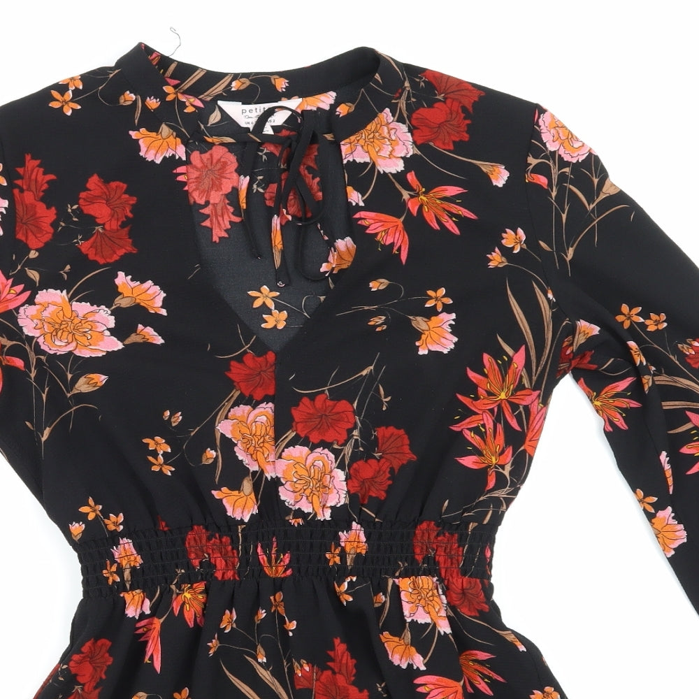 Miss Selfridge Womens Black Floral  Shirt Dress  Size 6