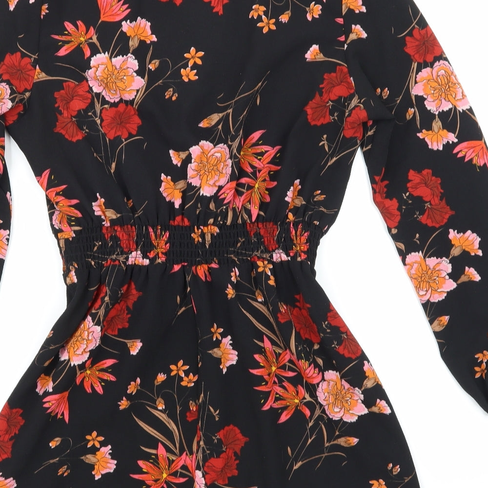 Miss Selfridge Womens Black Floral  Shirt Dress  Size 6