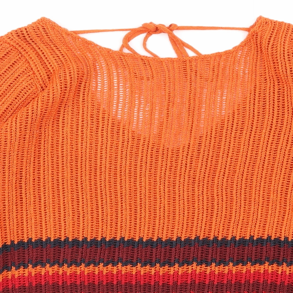 NEXT Womens Orange Striped  Pullover Sweatshirt Size XS