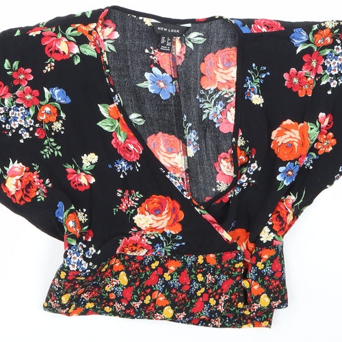 newlook Womens Black Floral  Cropped T-Shirt Size 6