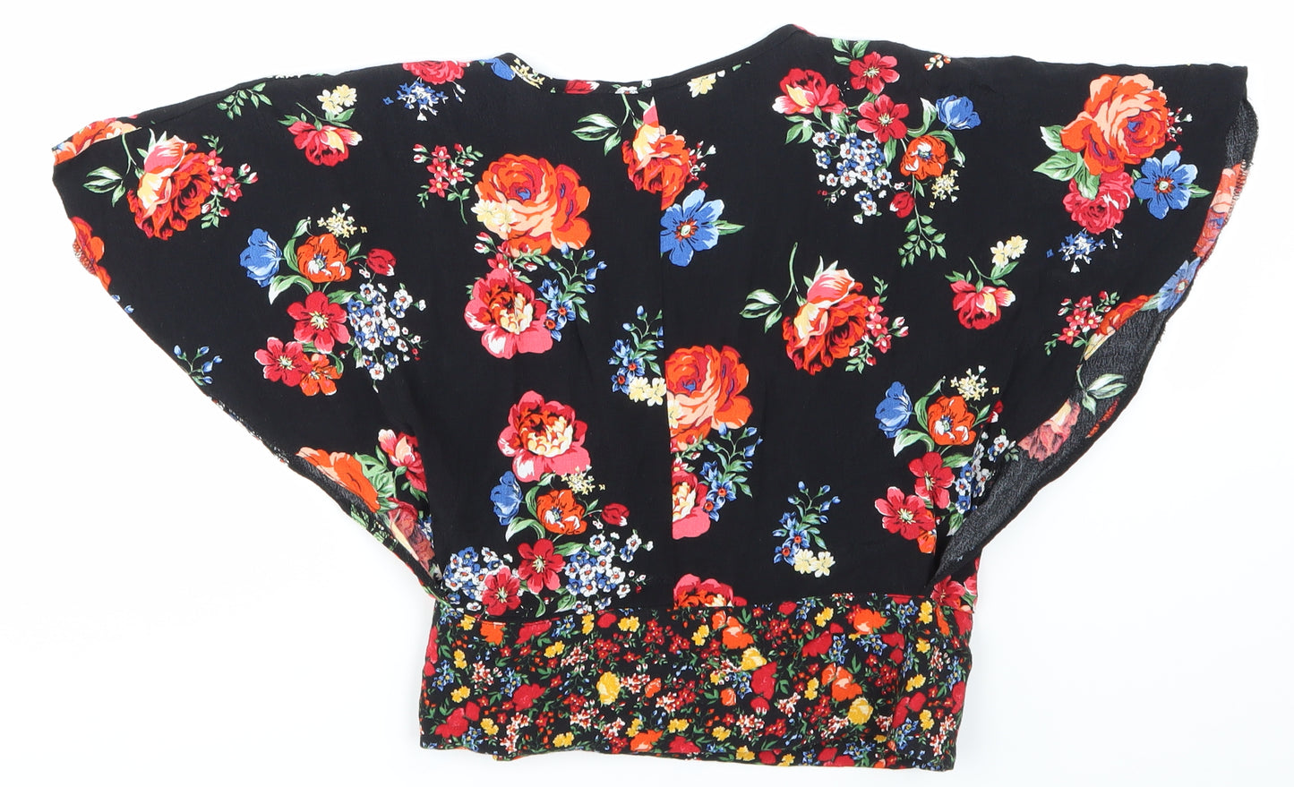 newlook Womens Black Floral  Cropped T-Shirt Size 6