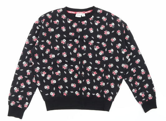 Front view of Primark women’s black animal print pullover sweatshirt, size UK 6