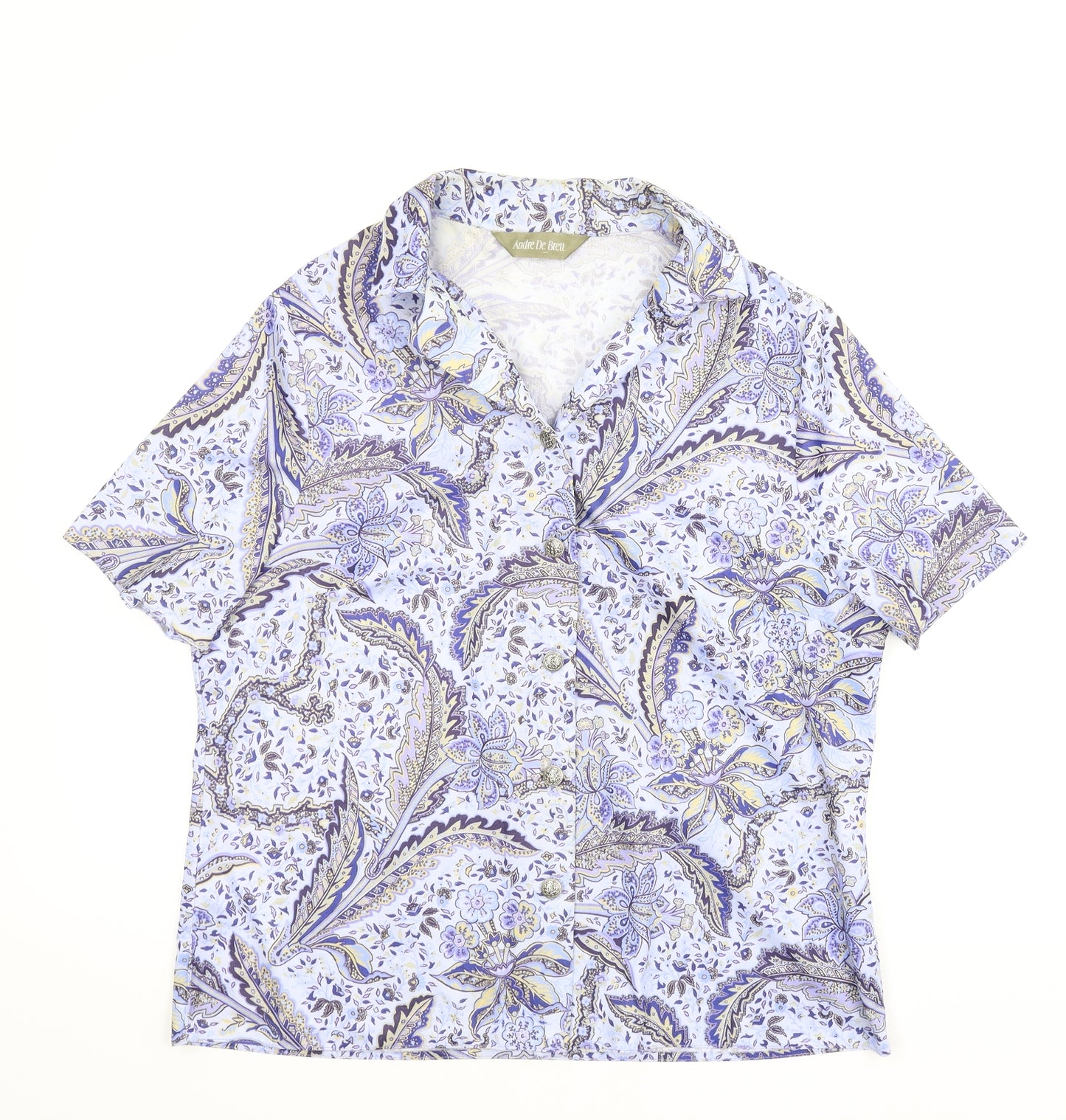 Andre De Brett Womens Blue Floral  Basic Button-Up Size 16