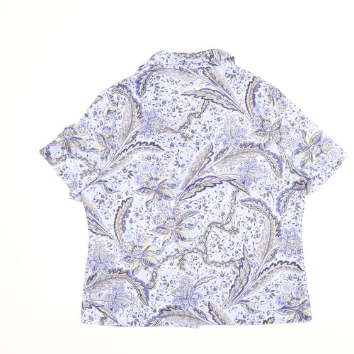 Andre De Brett Womens Blue Floral  Basic Button-Up Size 16