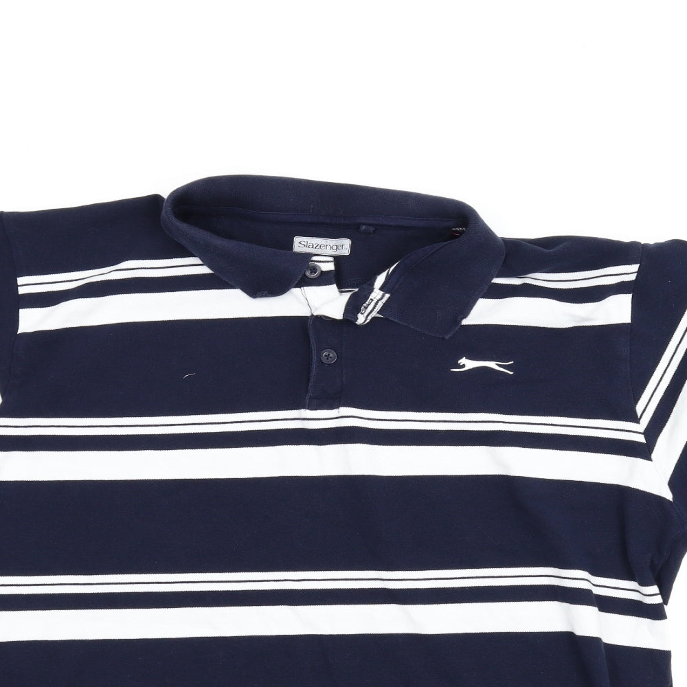 Slazenger Mens Blue Striped   Polo Size 2XL