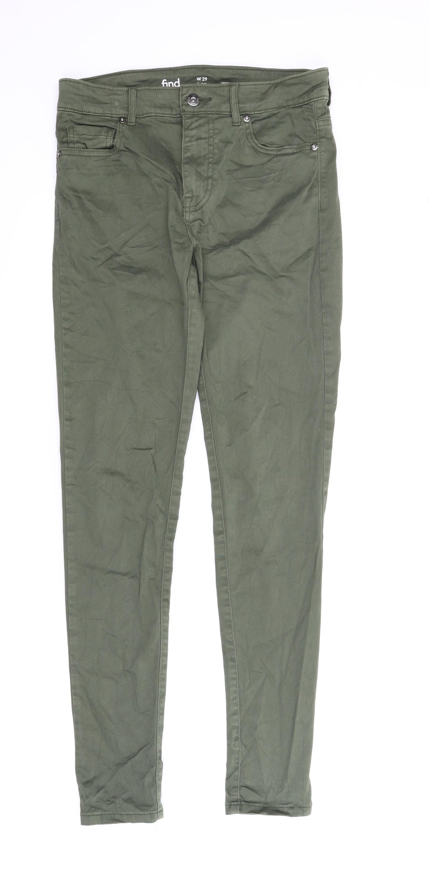 Find Mens Green   Chino Trousers Size 29 in L32 in