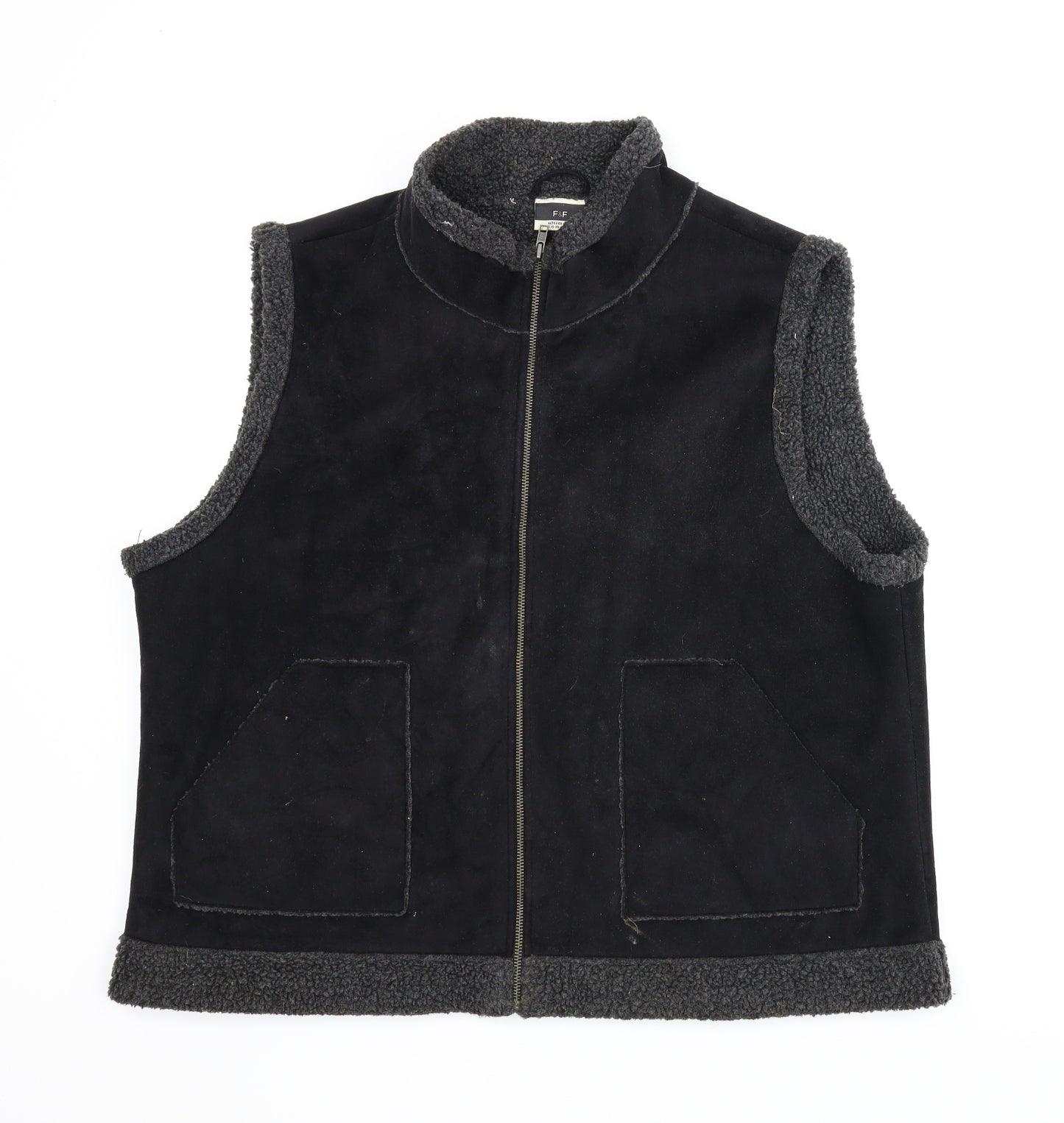 F&F Womens Black  Fleece Gilet Jacket Size 22