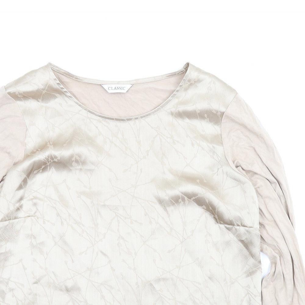 Classic Womens Beige Floral  Basic Blouse Size 10