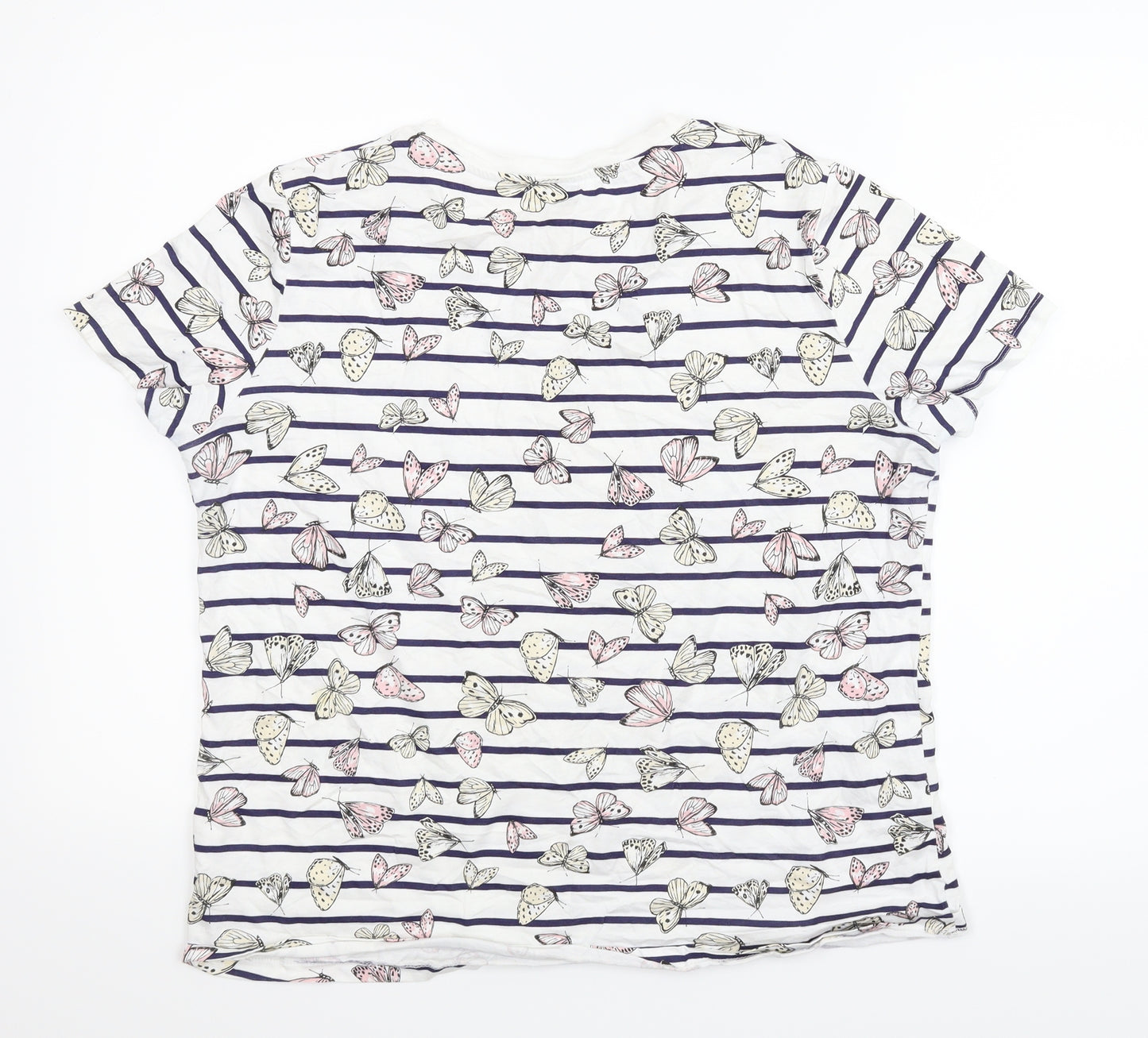 F&F Womens Blue Striped  Basic T-Shirt Size 14