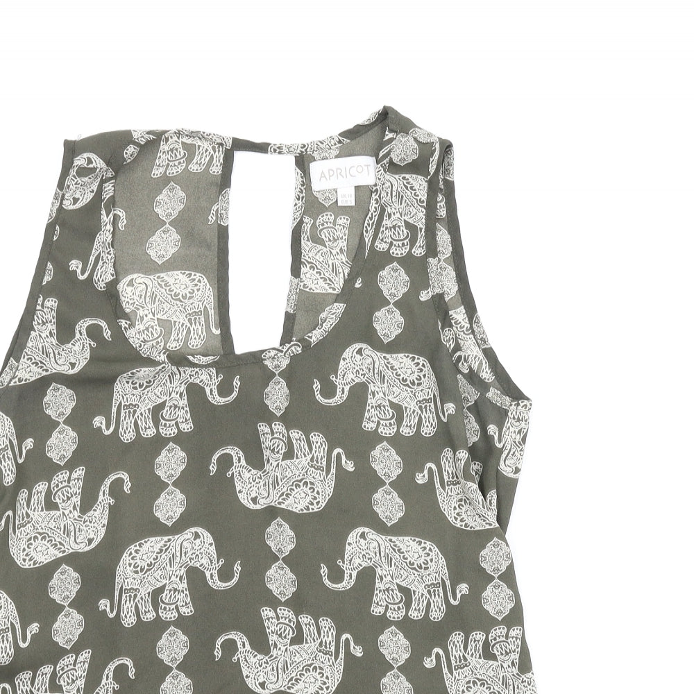 Apricot Womens Green Animal Print  Basic Blouse Size 10