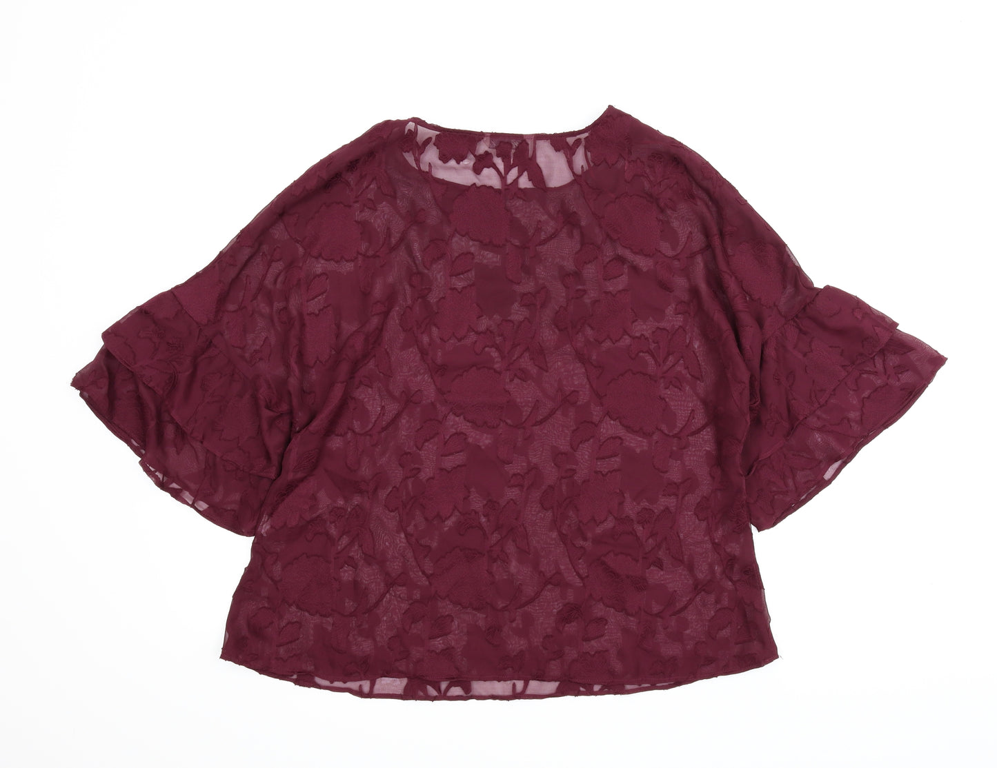 Peacocks Womens Purple Floral  Basic Blouse Size 16