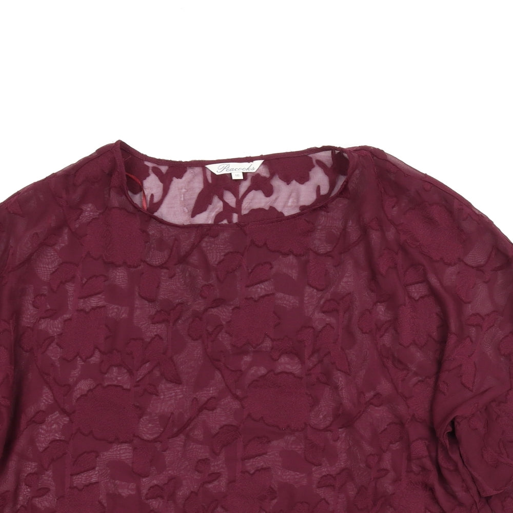 Peacocks Womens Purple Floral  Basic Blouse Size 16