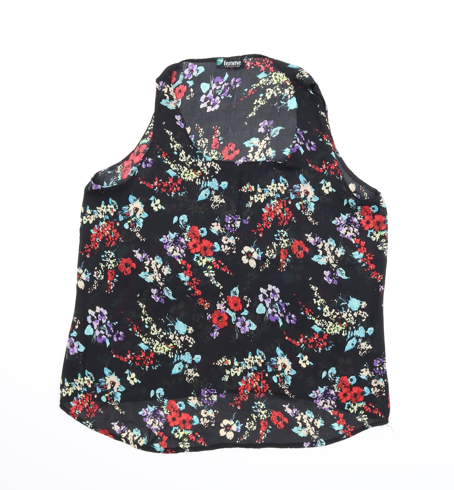 Femme Womens Black Floral  Basic Blouse Size 14