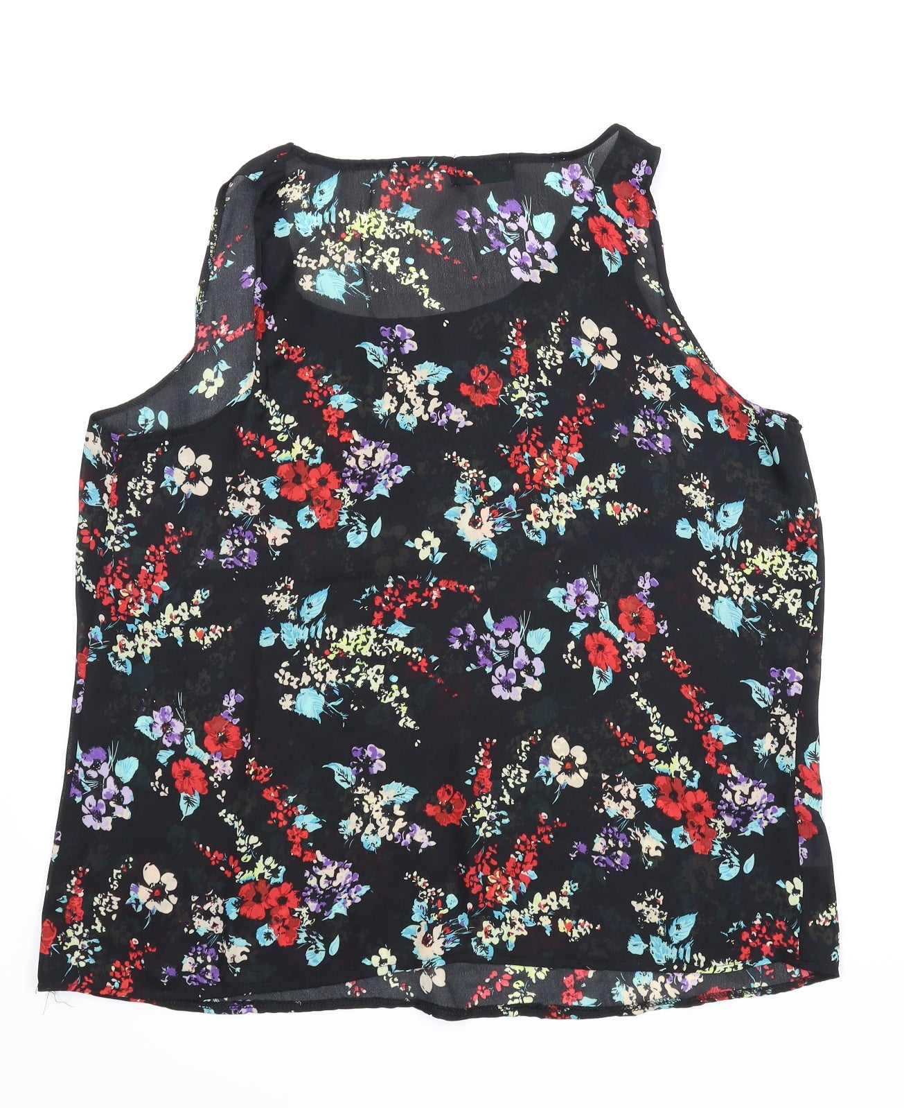 Femme Womens Black Floral  Basic Blouse Size 14
