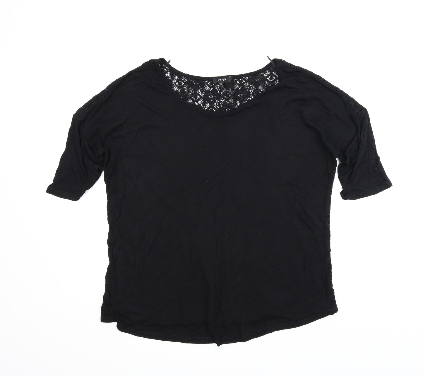 Papaya Womens Black Floral  Basic Blouse Size 16