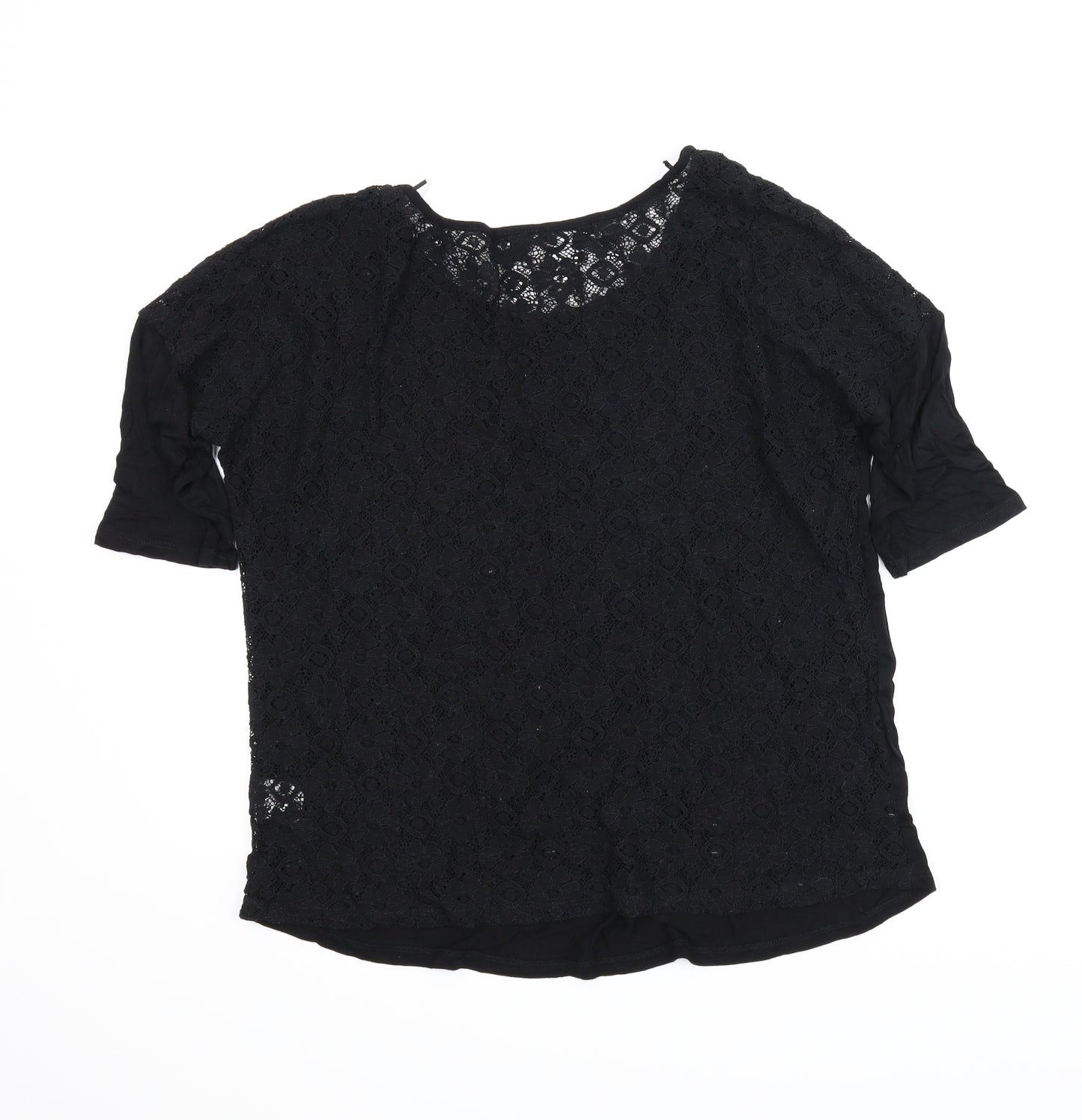 Papaya Womens Black Floral  Basic Blouse Size 16