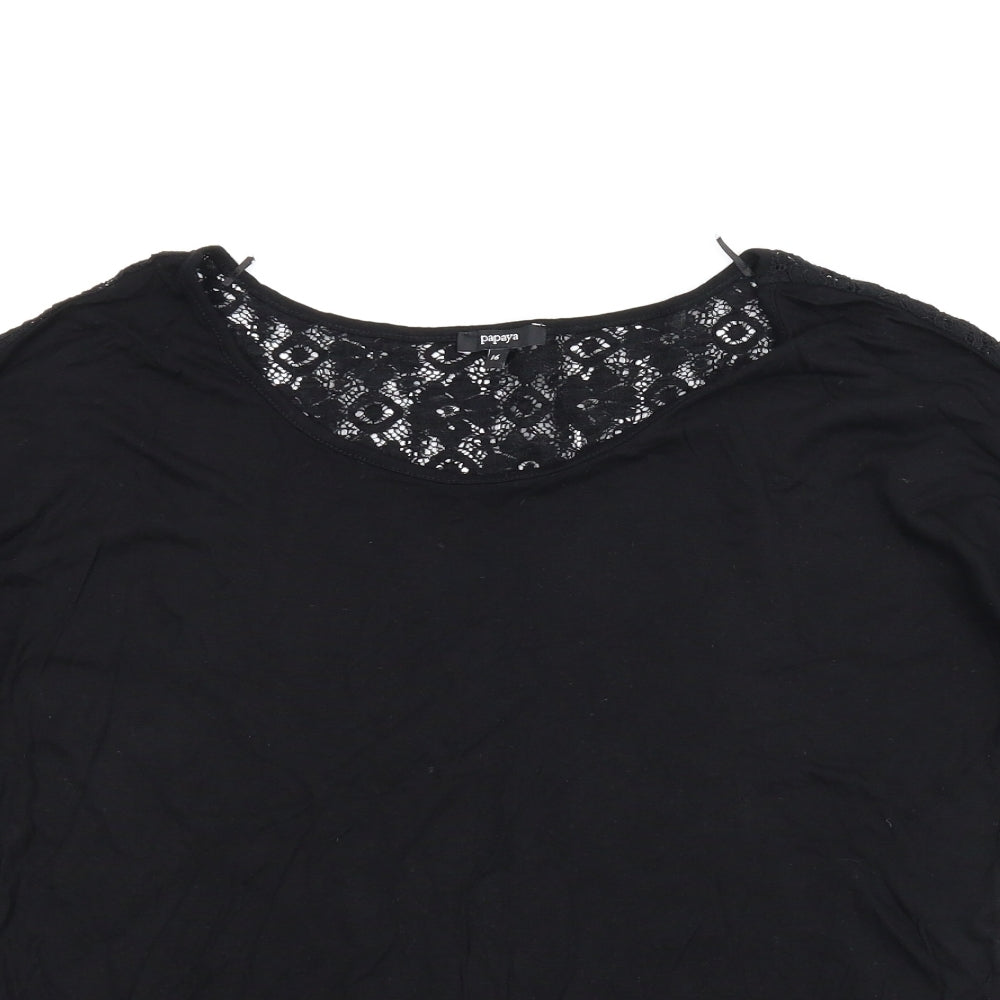 Papaya Womens Black Floral  Basic Blouse Size 16
