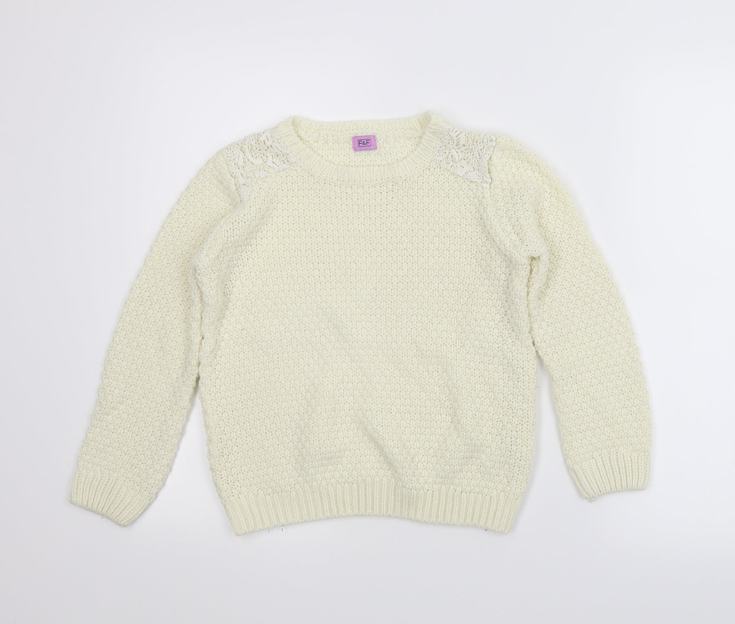 F&F Girls White   Cardigan Jumper Size 8-9 Years