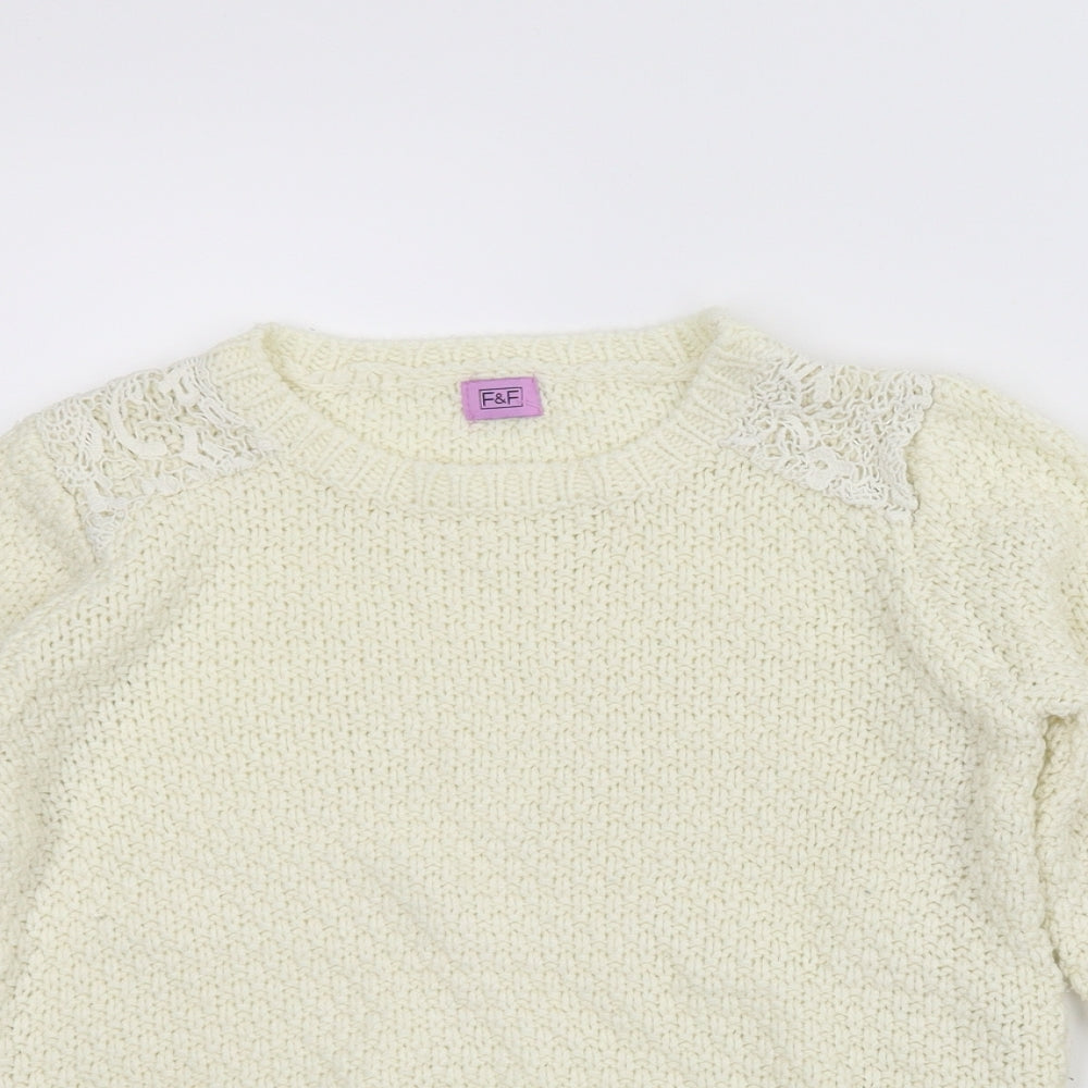 F&F Girls White   Cardigan Jumper Size 8-9 Years