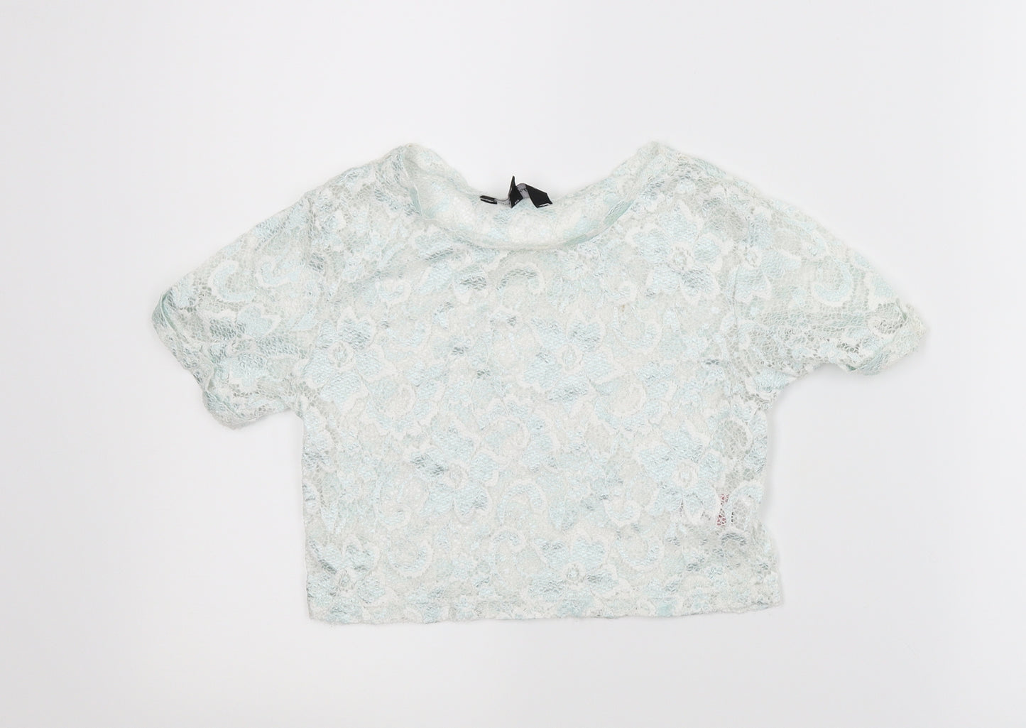 Candy Couture Girls Green Floral  Cropped T-Shirt Size 8-9 Years