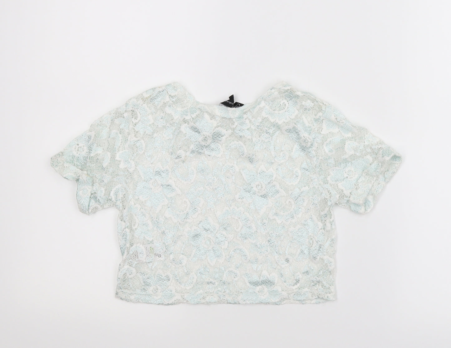 Candy Couture Girls Green Floral  Cropped T-Shirt Size 8-9 Years