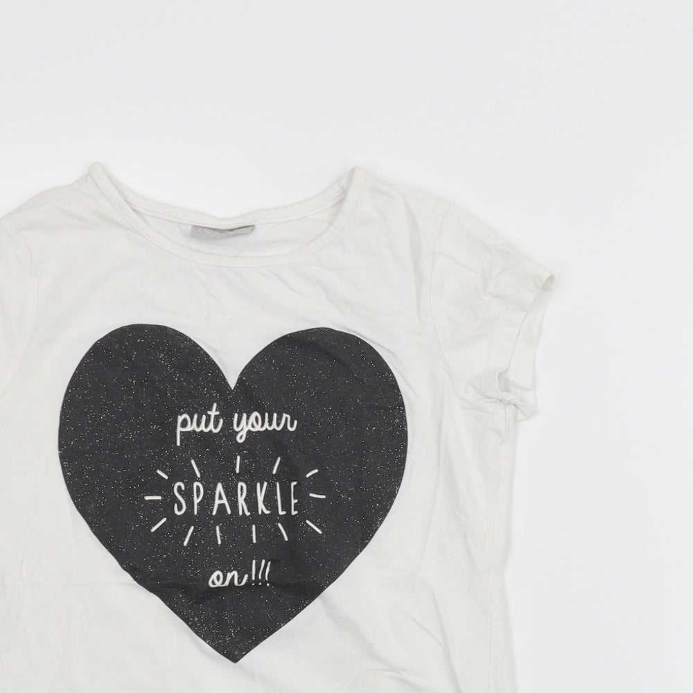 Matalan Girls White   Basic T-Shirt Size 10 Years