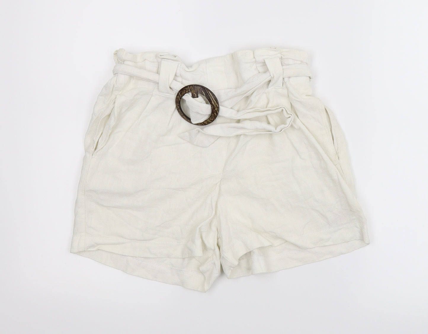 Preworn Womens White   Paperbag Shorts Size 8