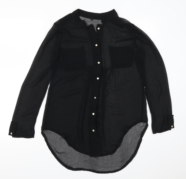 Preworn Womens Black Basic Button-Up Size S