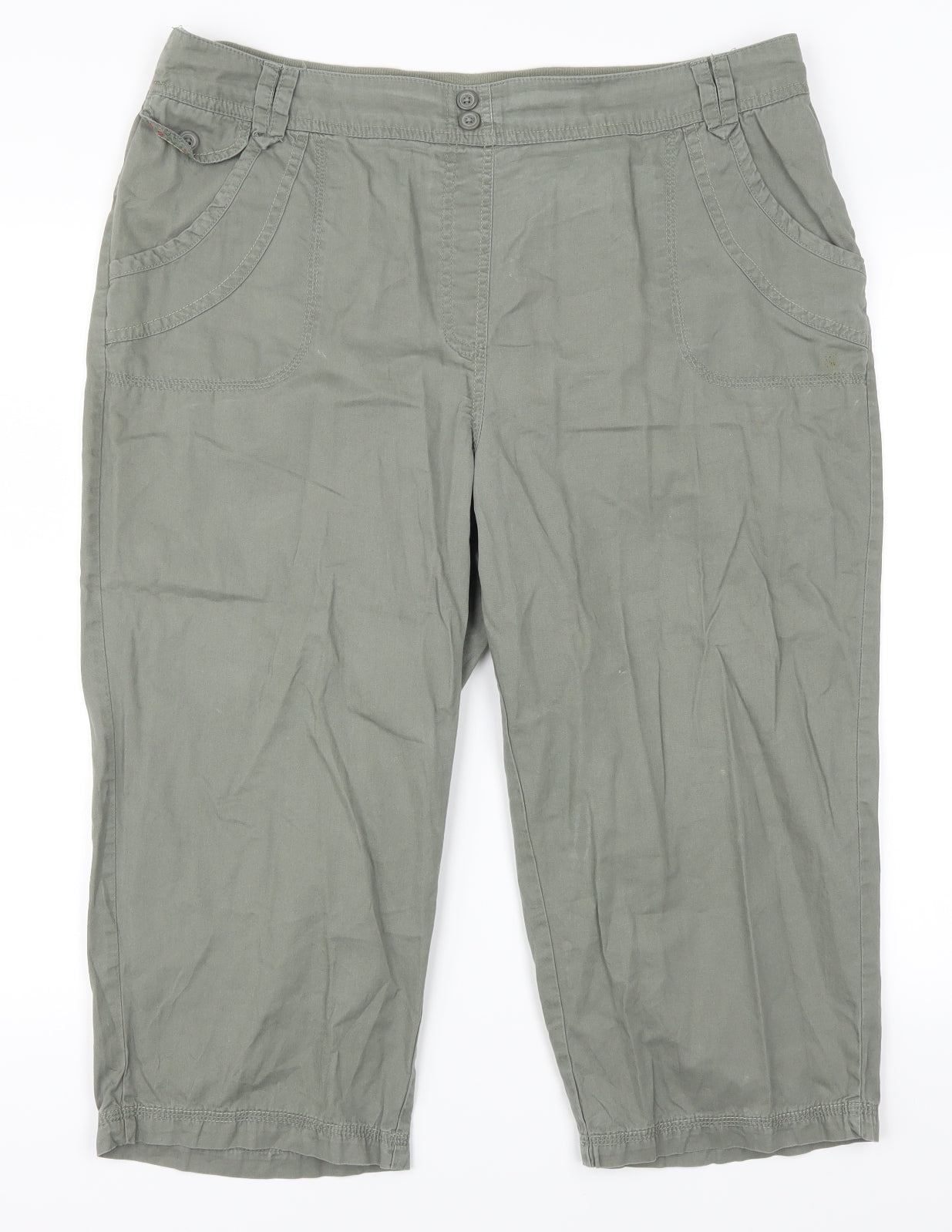 Bonmarché Womens Green   Cropped Trousers Size 18 L20 in