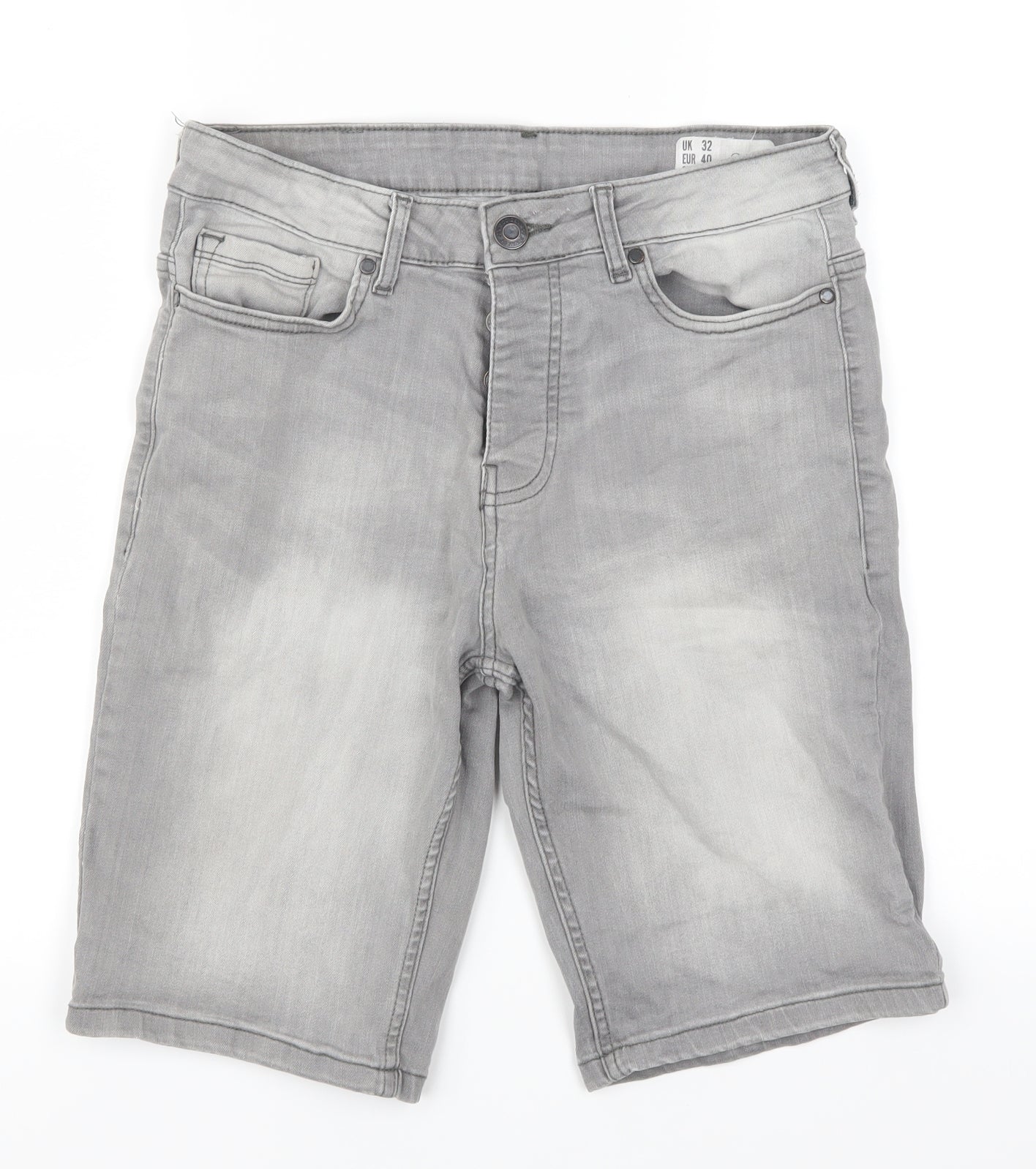 Denim Co Mens Grey  Denim Bermuda Shorts Size 32