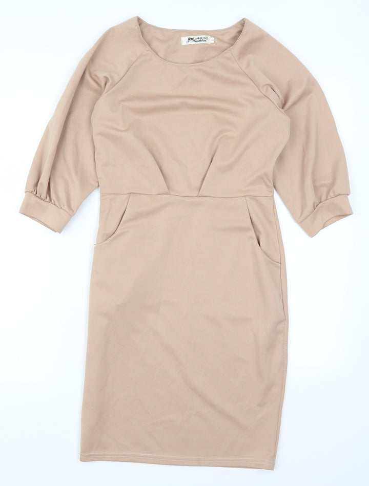 XuiyaFashion Womens Beige   Pencil Dress  Size S
