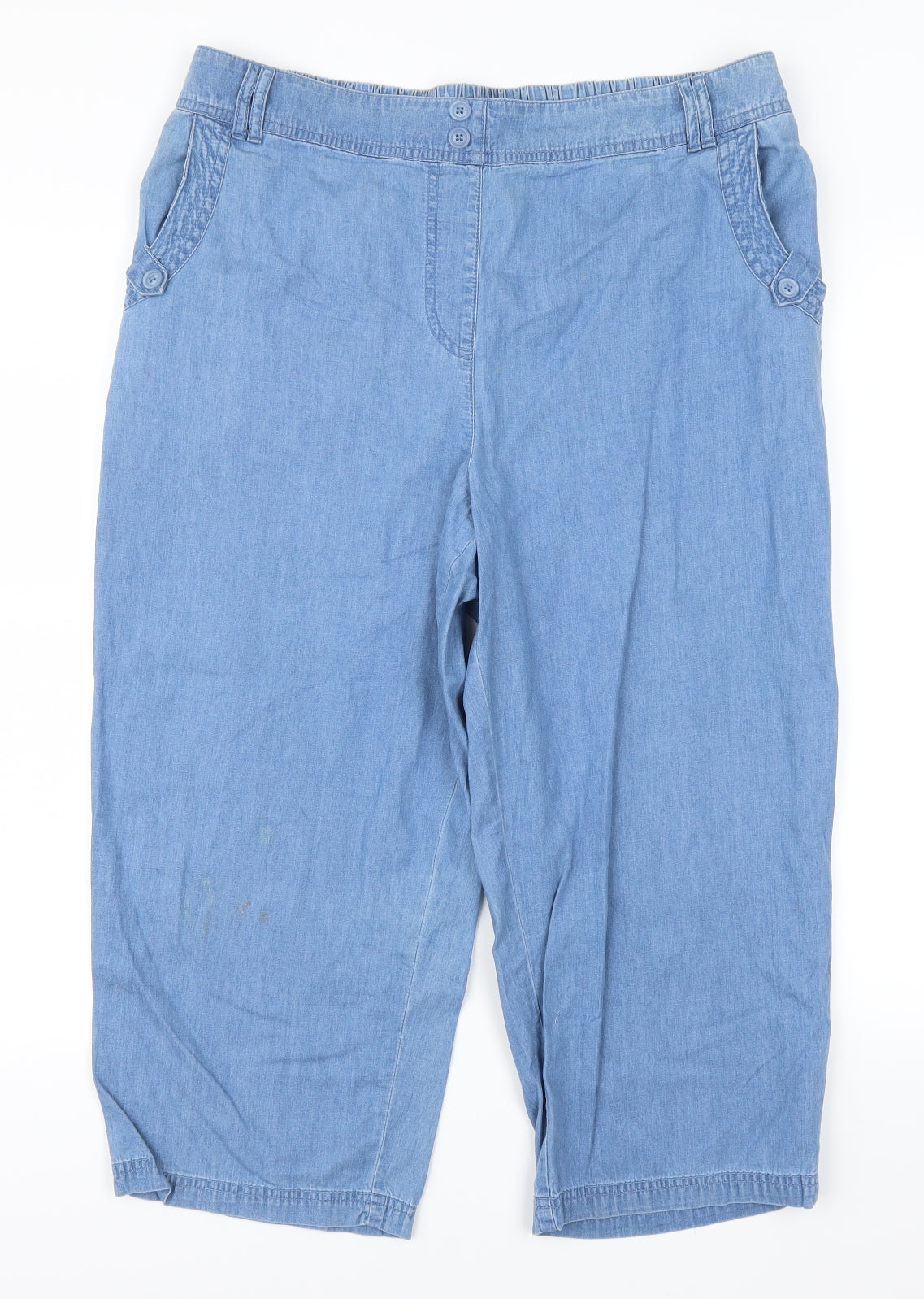 Bonmarché Womens Blue  Denim Cropped Trousers Size 16 L20 in