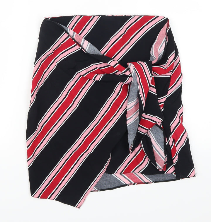 New Look Womens Red Striped Straight & Pencil Skirt Size 6 - Pink