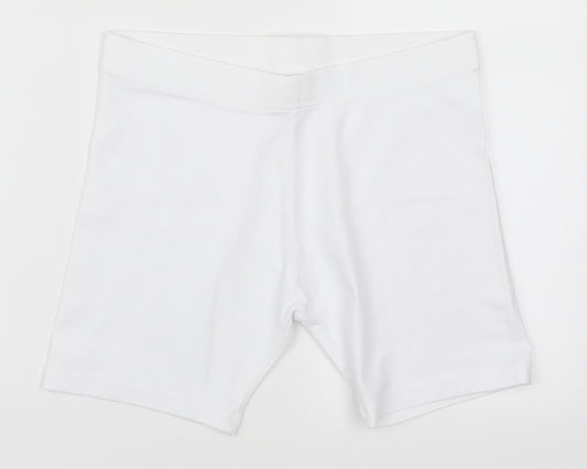 Front view of Next girls’ white sweat shorts, size 13, years