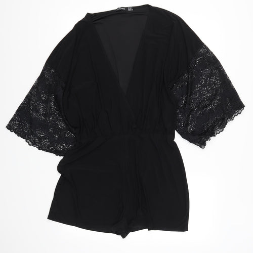 Boohoo Womens Black  Lace Playsuit One-Piece Size 20 L3 in