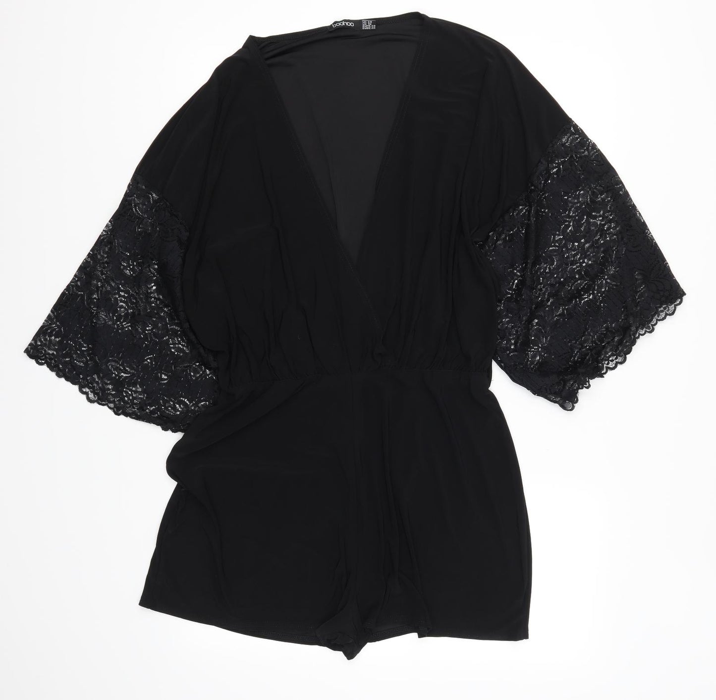 Boohoo Womens Black  Lace Playsuit One-Piece Size 20 L3 in