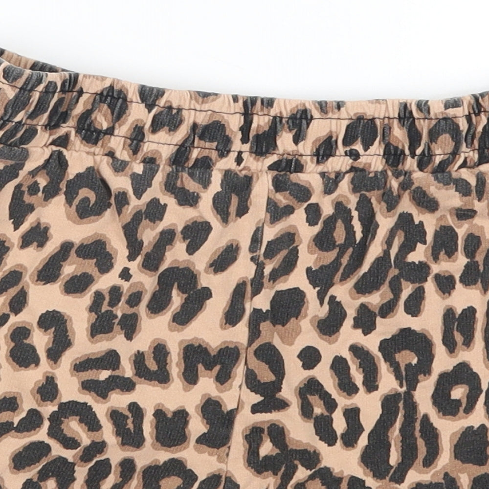 Select Womens Brown Animal Print  Sweat Shorts Size 8